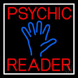 Red Psychic Reader Blue Palm With White Border Neon Sign 24" Tall x 24" Wide x 3" Deep