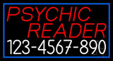 Red Psychic Reader With White Phone Number Neon Sign 20" Tall x 37" Wide x 3" Deep