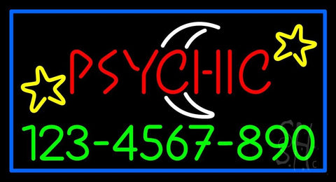 Red Psychic White Logo Phone Number Neon Sign 20