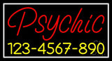 Red Psychic With Yellow Phone Number Neon Sign 20" Tall x 37" Wide x 3" Deep