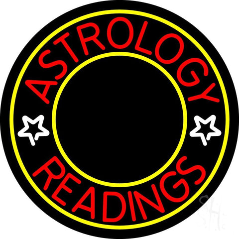 White Astrology Readings Yellow Border Neon Sign 26