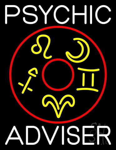 White Psychic Adviser With Logo Neon Sign 31