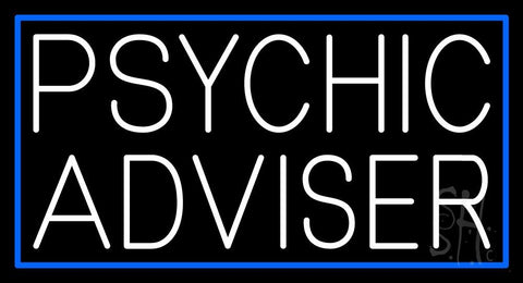 White Psychic Advisor Blue Border Neon Sign 20