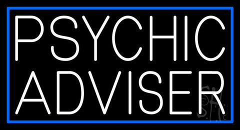 White Psychic Advisor Blue Border Neon Sign 20