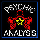 White Psychic Analysis With Logo And Blue Border Neon Sign 24" Tall x 24" Wide x 3" Deep
