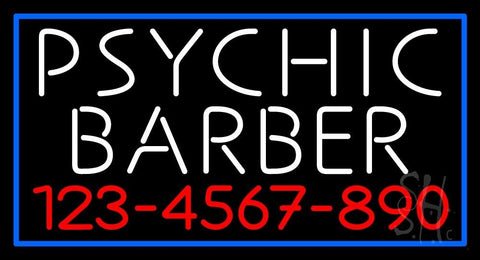White Psychic Barber With Phone Number Neon Sign 20