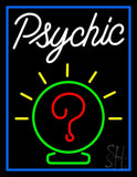 White Psychic Blue Border Neon Sign 31" Tall x 24" Wide x 3" Deep