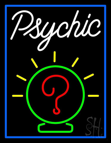 White Psychic Blue Border Neon Sign 31