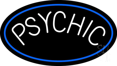 White Psychic Blue Border Neon Sign 17