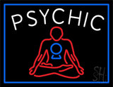 White Psychic Logo With Blue Border Neon Sign 24" Tall x 31" Wide x 3" Deep