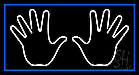 White Psychic Palms Blue Border Neon Sign 20