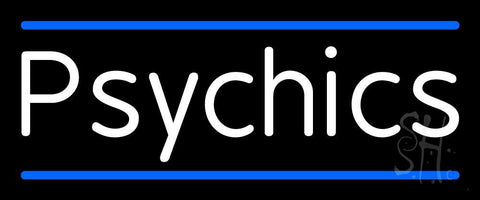 White Psychics With Blue Line Neon Sign 10