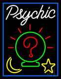 White Psychic With Blue Border Neon Sign 31" Tall x 24" Wide x 3" Deep