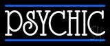 White Psychic With Blue Line Neon Sign 10" Tall x 24" Wide x 3" Deep