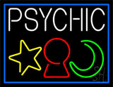 White Psychic With Logo Blue Border Neon Sign 24" Tall x 31" Wide x 3" Deep