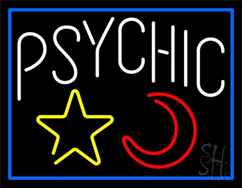 White Psychic With Moon And Star Neon Sign 24