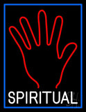 White Spiritual With Blue Border Neon Sign 31" Tall x 24" Wide x 3" Deep