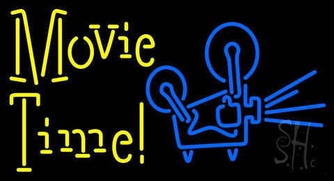 Yellow Movie Time With Logo Neon Sign 20