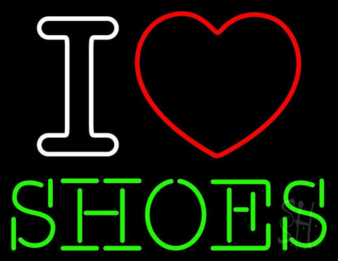I Love Shoes Heart Logo Neon Sign 24