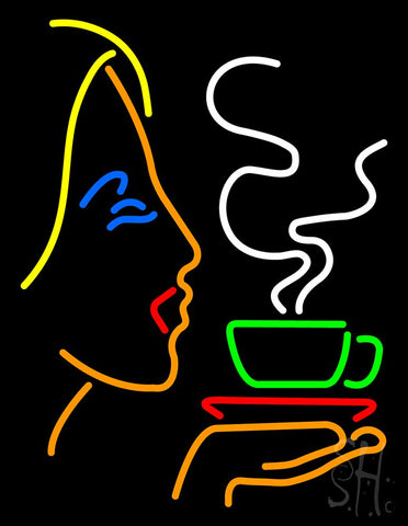 Girl Logo With Hot Coffee Neon Sign 31