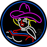 Girl With A Hat Neon Sign 26" Tall x 26" Wide x 3" Deep