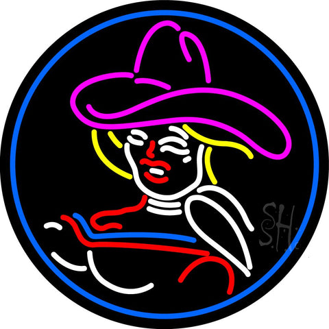 Girl With A Hat Neon Sign 26