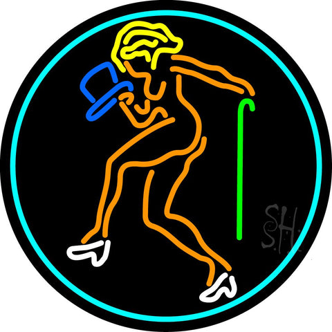 Strip Girl With Hat And Stick Neon Sign 26