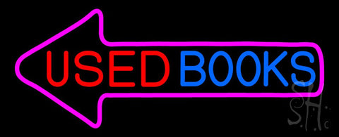 Used Books With Arrow Neon Sign 13
