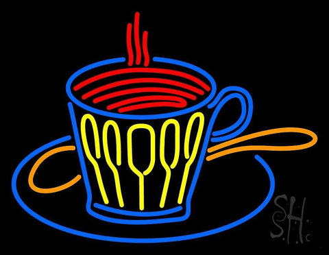 Coffee Glass With Spoon Neon Sign 24