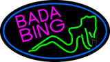 Bada Bing Girl With Blue Border Neon Sign 17" Tall x 30" Wide x 3" Deep