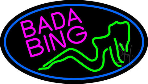 Bada Bing Girl With Blue Border Neon Sign 17