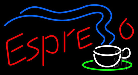 Espresso With Coffee Steam Neon Sign 20