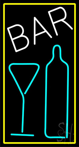 Cursive Bar With Wine Bottle And Glass Neon Sign 37