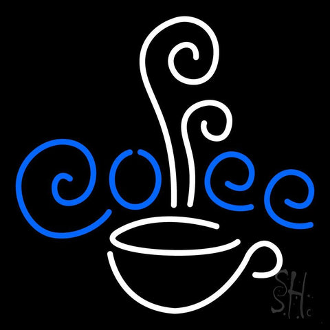 White Cup Blue Coffee Neon Sign 24