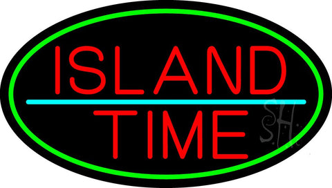 Custom Island Time Oval With Green Border Neon Sign 17