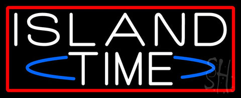 Custom Island Time With Red Border Neon Sign 13