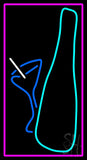 Custom Martini Glass And Bottle With Pink Border Neon Sign 37" Tall x 20" Wide x 3" Deep