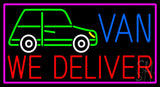 Custom We Deliver Van With Pink Border Neon Sign 20" Tall x 37" Wide x 3" Deep