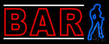 Double Stroke Bar With Girl Neon Sign 13" Tall x 32" Wide x 3" Deep