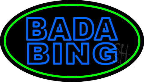 Double Stroke Blue Bada Bing With Green Border Neon Sign 17