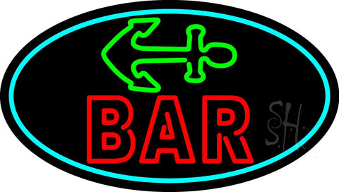 Double Stroke Red Bar With Anchor Neon Sign 17