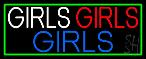 Girls Girls Girls Strip With Turquoise Border Neon Sign 13
