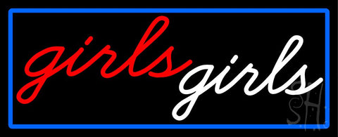 Girls Girls Strip Club With Blue Border Neon Sign 13