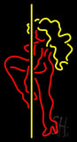 Red and Yellow Pole Dance Girl Neon Sign 37" Tall x 20" Wide x 3" Deep