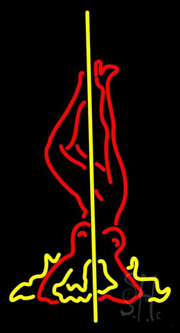 Yellow Pole Dance Girl Neon Sign 37