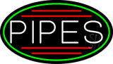 Pipes Bar Oval With Green Border Neon Sign 17" Tall x 30" Wide x 3" Deep