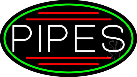 Pipes Bar Oval With Green Border Neon Sign 17