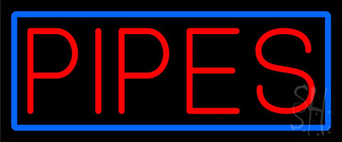 Pipes Bar With Blue Border Neon Sign 10