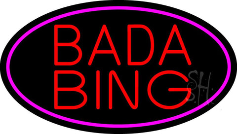 Red Bada Bing With Pink Border Club Neon Sign 17