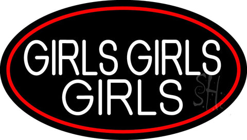 Red Girls Girls Girls Strip With Red Border Neon Sign 17